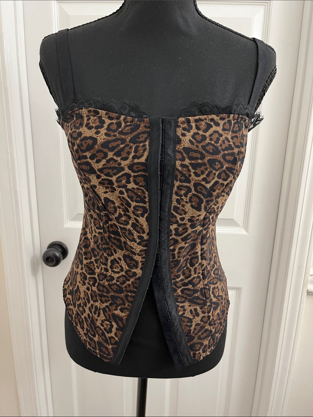 Leopard Print Bustier Corset Top - Brown/Black